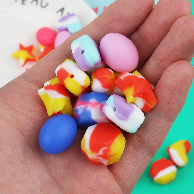 Wholesale 100pcs/pack Children's Jewelry Accessories Loose Beads Food Grade Special-shaped Silicone Beads